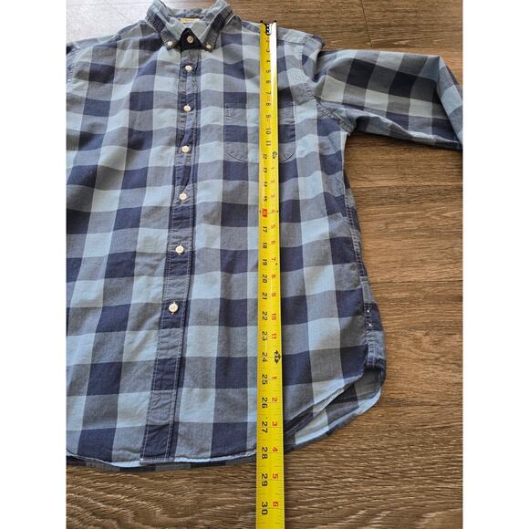 J.Crew Classic Gingham Shirt M Blue Navy 100% Cotton Button Down Preppy Style - Picture 5 of 7